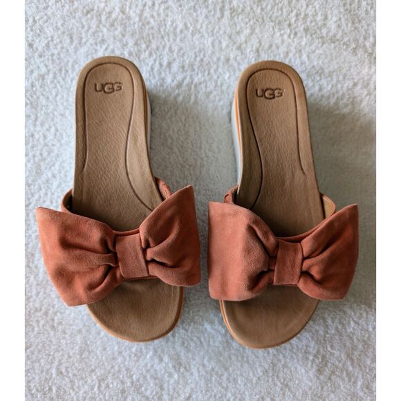 UGG Joan Vibrant Coral Clog Platfrom Slide Sandals  Sz 8 - Picture 9 of 9